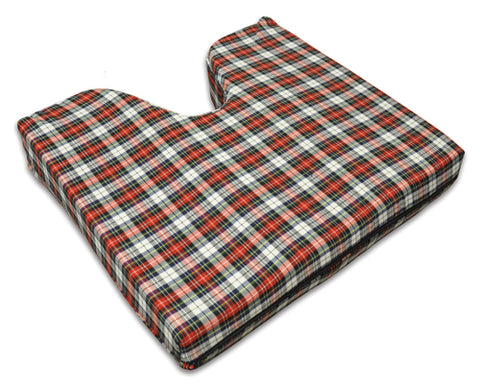 Coccyx Wheelchair Cushion Foam Plaid 16 x 18 x 3 Comfort