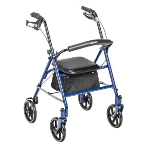4 Wheel Steel Rollator w/7Ñ  Casters & Basket- Loop-Blue